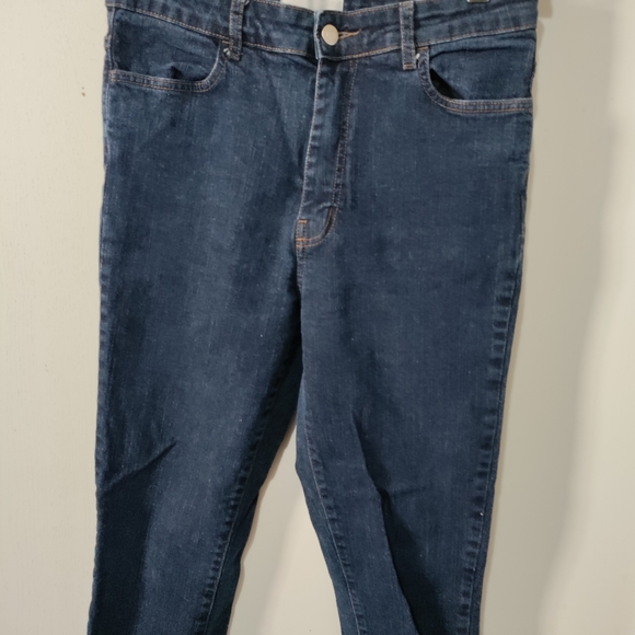 Barbara Casasola Dark Wash Blue Denim Straight Leg Boot Cut Jeans High Rise - Picture 3 of 12